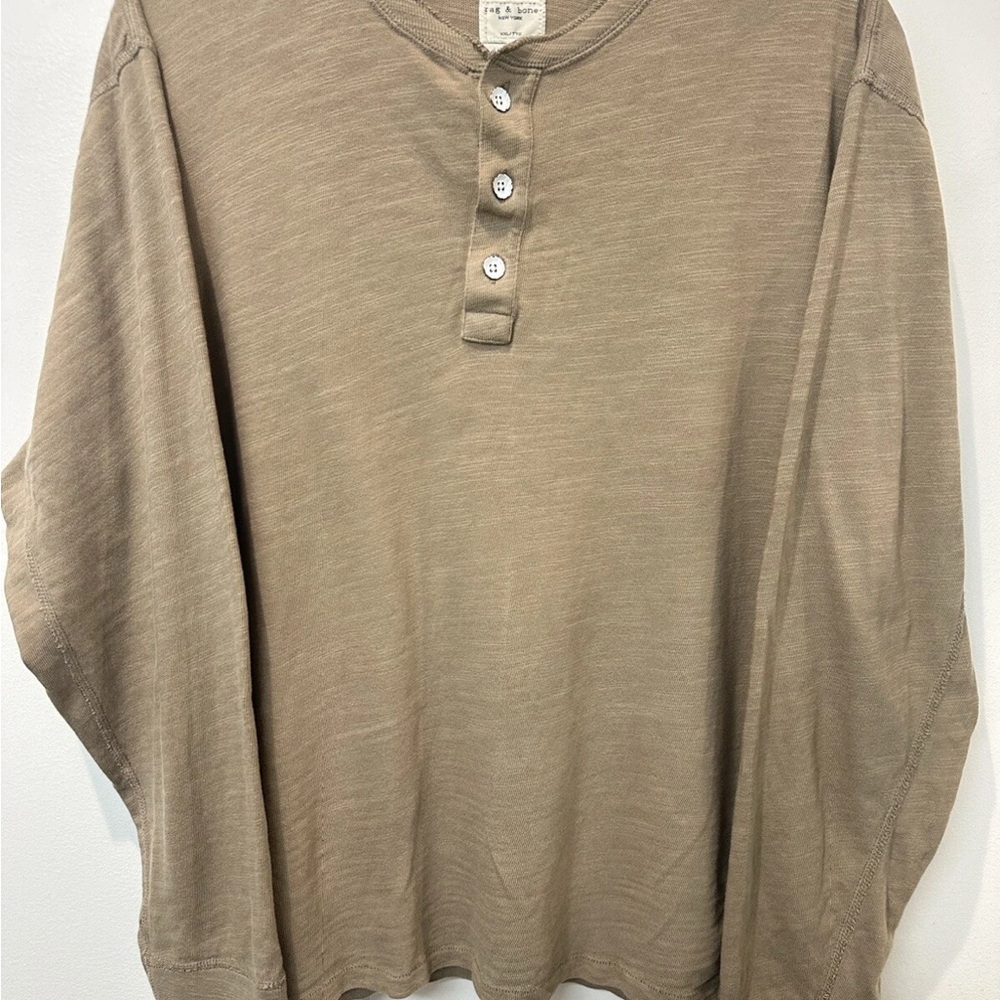Rag & Bone Men's Beige Henley Shirt
